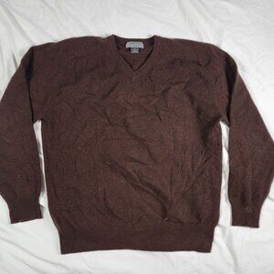 Daniel Cremieux Mens Large Signature Collection Brown Cashmere V Neck Sweater